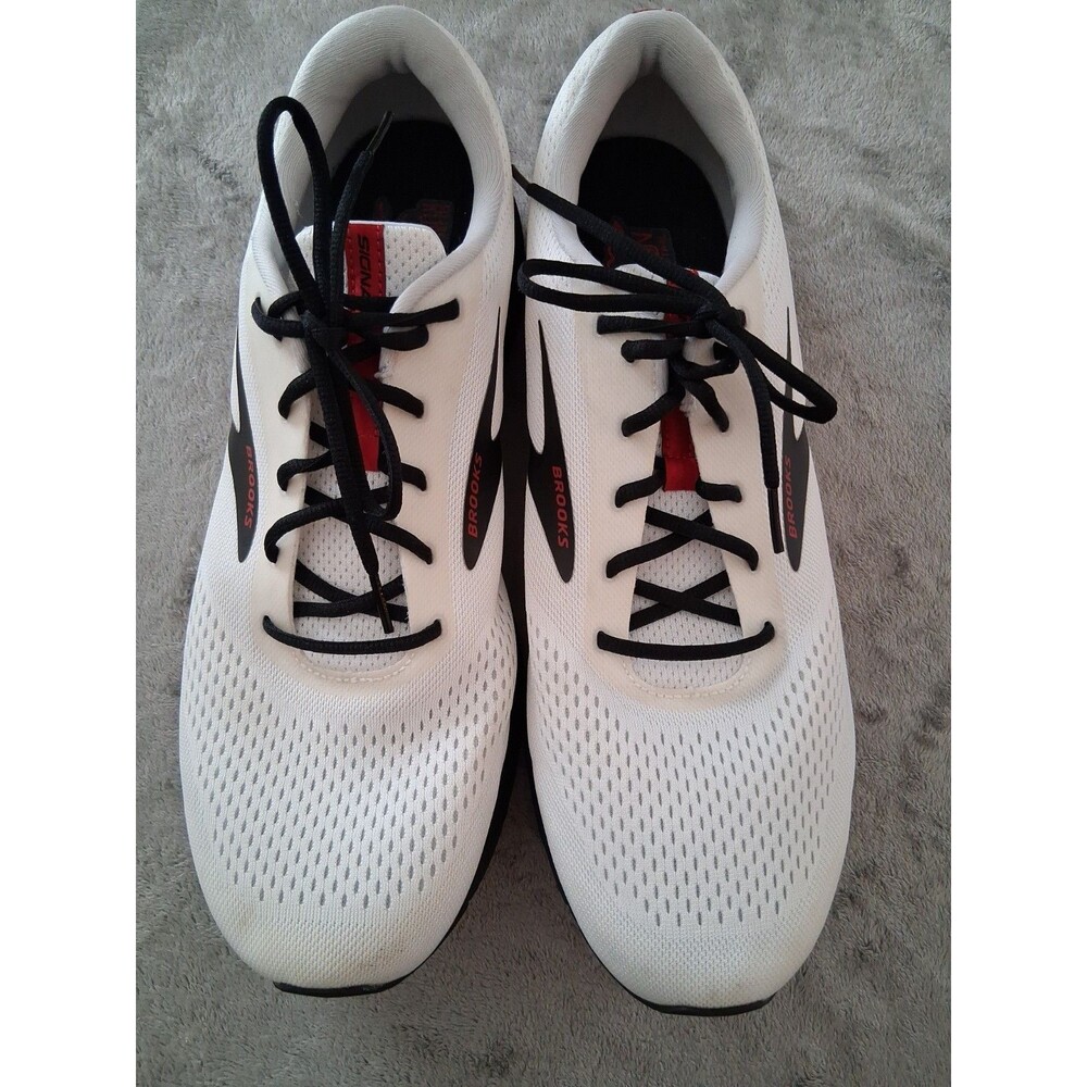 Brooks Running Shoes Men's Signal 3, White/Black/Red Size 15